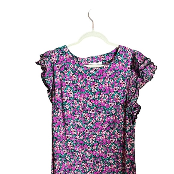 NWT New Harper Rose Pink Floral Ruffle Hem Jersey Knit Mini Dress Size L - Picture 4 of 14